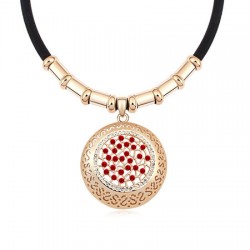 Yellow gold plated with red Swarovski elements mangalsutra style lace pendant 